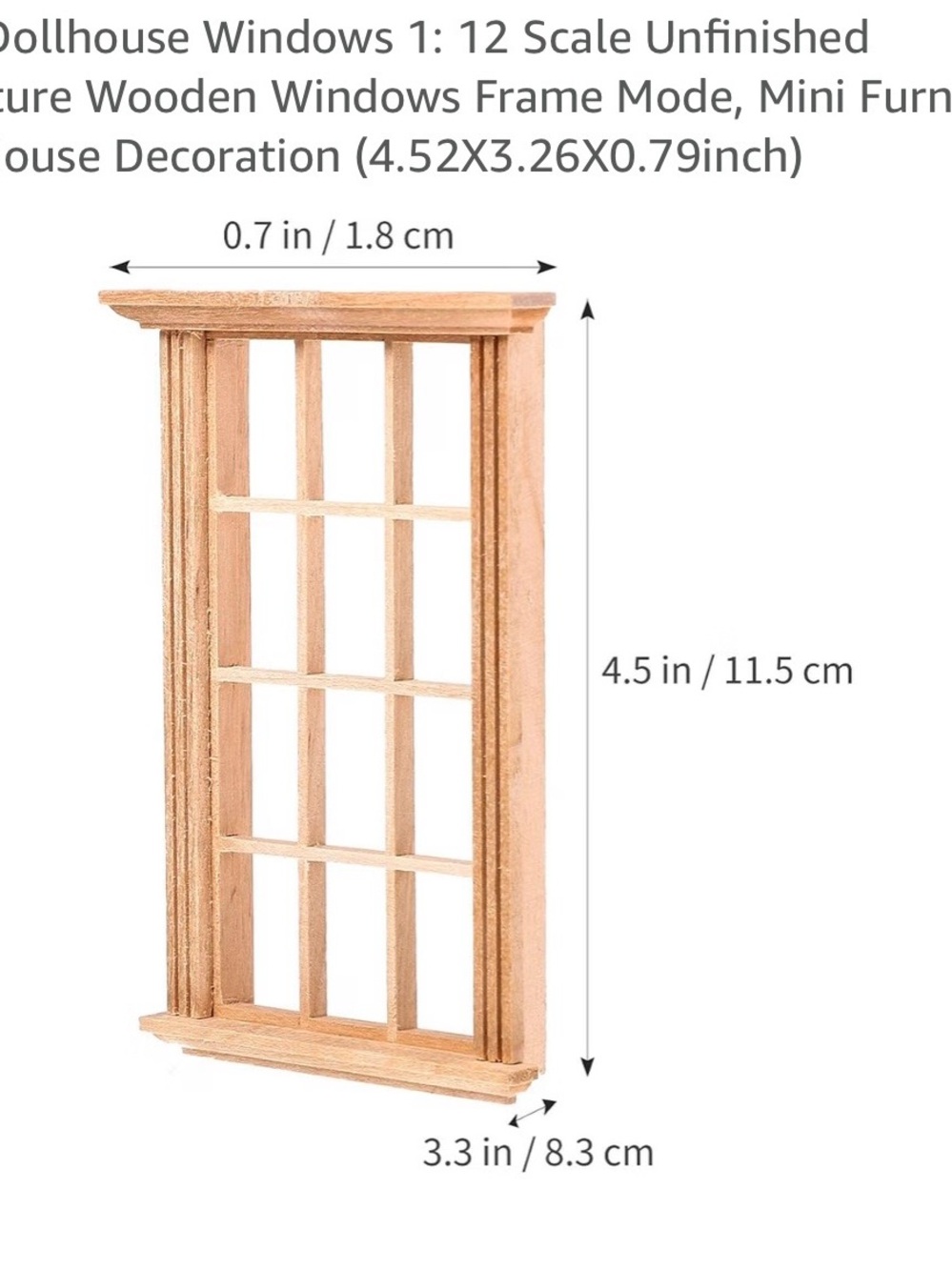 Unbranded Light Brown Miniature Wooden Window Frame for Dollhouses